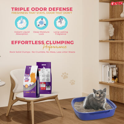leGenie™ Premium Lavender Cat Litter Ultra Fast 6-Second Clumping, 100% Dust-Free, Strong Odor Control with OwnVet Technology, Natural Bentonite Clay, Low Tracking, Multi-Cat Friendly, Long-Lasting Freshness, 5.1kg (6.3L)