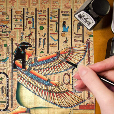 Set of 5 Natural Egyptian Papyrus Paper Handmade A4 Sheets (20x30cm) – Authentic Organic Ancient Writing Paper for Artwork, Calligraphy, Painting, Crafts, Teaching, School Projects & History Lovers