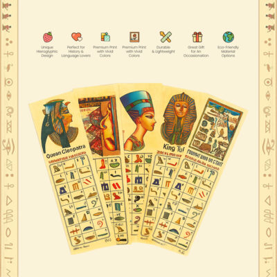 Ancient Egyptian Hieroglyphic Bookmarks – Set of 5 Papyrus Souvenirs – Handmade in Egypt – Educational Gifts for Students, Collectors & History Lovers – Unique, Authentic Egyptian Decor