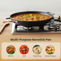 PAELLERA INOX 36 with Handles – Premium 36cm Stainless Steel Paella Pan | Even Heat Distribution | Rust-Resistant | Durable Construction | Ideal for Traditional Spanish Paella & Everyday Cooking