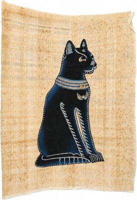Hand-Drawn Egyptian Papyrus – Ancient Cat Design, A4