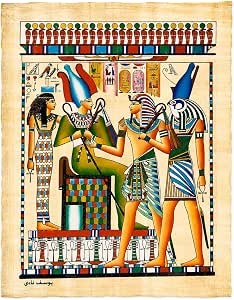 Authentic Egyptian Papyrus Artwork – Osiris, Horus & Isis, A3