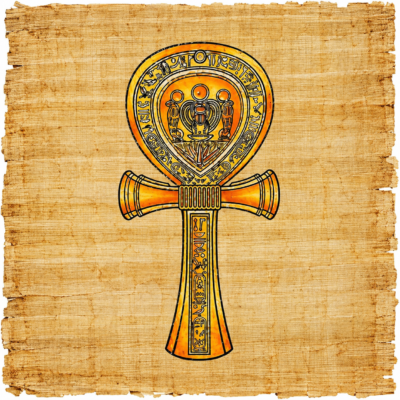 Hand-Drawn Egyptian Papyrus – Ankh Key of Life, A4