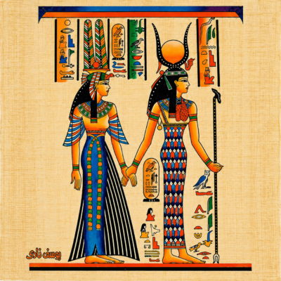 Authentic Egyptian Papyrus – Isis & Hathor, A4